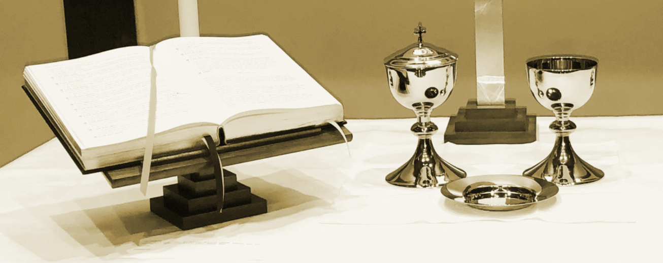 Altar Book Communion Ware Closeup Sepia Altar Book Communion Ware Closeup Sepia